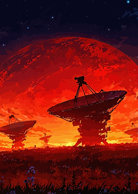 Red Planet and Satellite Dishes