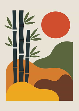 Minimalist Bamboo Landscape