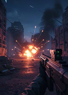 First-Person Shooter in War-Torn City