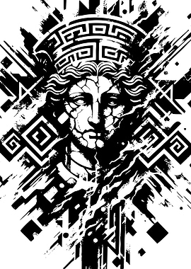 Greek Statue Black and White Art