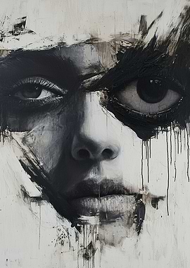 Monochrome Portrait with Bold Brushstrokes