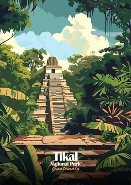 Tikal National Park Guatemala Illustration