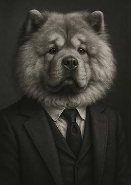 Chow Chow in Suit Portrait