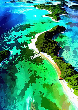 Tropical Island Aerial View