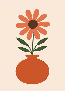 Minimalist Flower in Vase Illustration