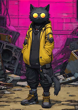 Cyberpunk Cat Character