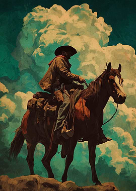Cowboy on Horseback with Gun
