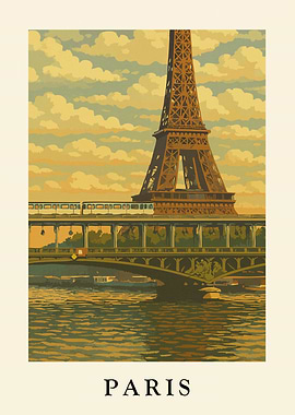 Paris Eiffel Tower Travel Poster Art