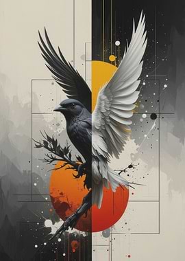 Dual-Toned Bird with Abstract Background