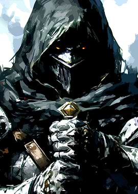 Dark Hooded Knight with Sword