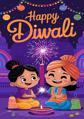 Happy Diwali Celebration with Children