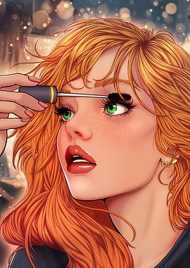Woman Applying Mascara Digital Art