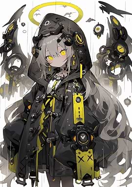 Anime Girl with Halo and Techwear
