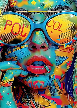 Pop Art Cool Girl with Sunglasses