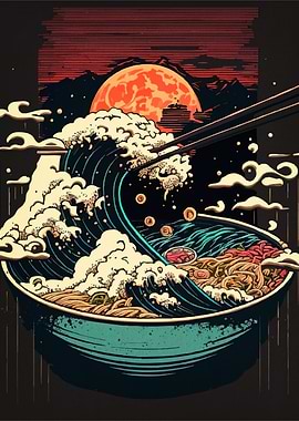 Ramen Bowl Wave Sunset
