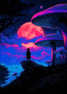 Samurai under a pink moon