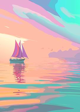 Sailboat at Sunset Abstract