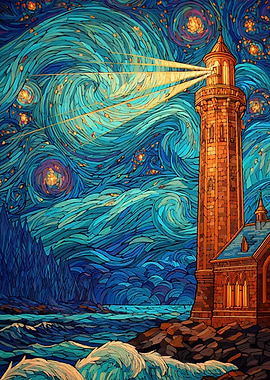 Starry Night Lighthouse