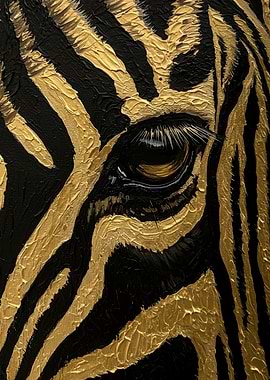 Zebra Eye Close-Up Painting
