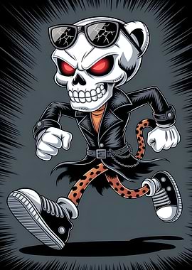 Cartoon Skeleton Cheetah Running