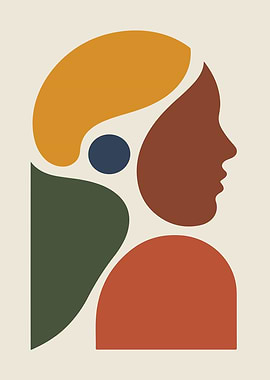 Abstract Woman Portrait with Geometric Shapes