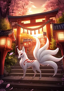 Nine-tailed Fox at Torii Gate