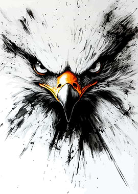 Eagle Portrait Ink Splatter Art