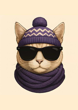 Cool Cat with Hat and Sunglasses