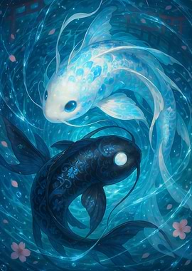 Yin Yang Koi Fish colorful