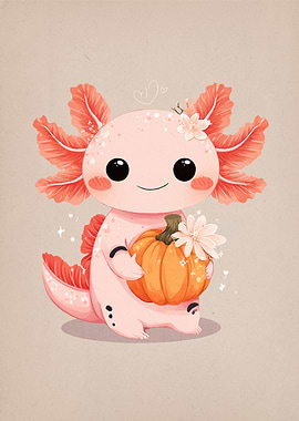 Cute Axolotl Pumpkin
