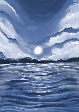 Blue Ocean and Sky Painting