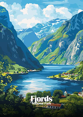 Fjords National Park Norway Travel Poster