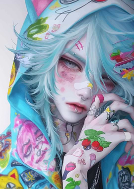 Anime Boy with Piercings and Tattoos