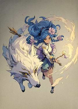 Anime Girlh Wolf Companion