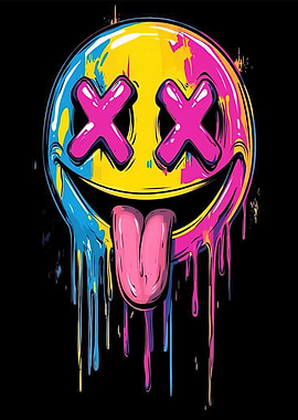 Melting Smiley Face with X Eyes
