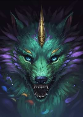 Unicorn Wolf Digital Art