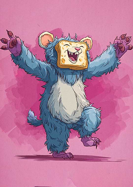 Cartoon Monster with Toast Face