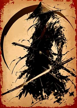 Samurai Warrior with Katana Illustration