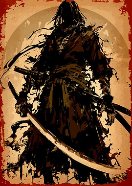 Samurai Warrior with Katana Illustration