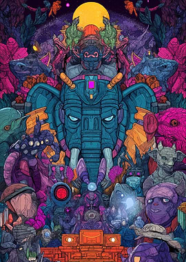 Fantasy Creatures and Elephant Digital Art