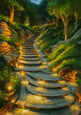 Stone Steps Through Forest