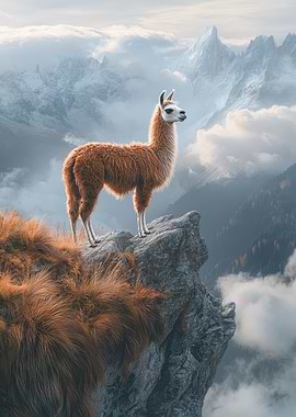 Llama on Mountain Peak