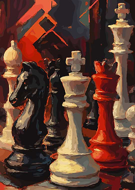 Chess Pieces Painting
