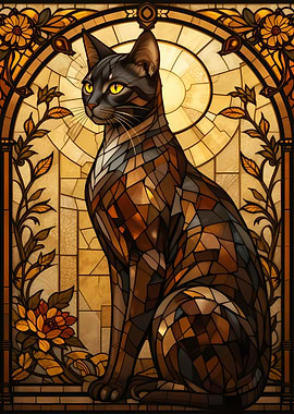 Stained Glass Cat Portrait