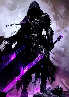 Dark Knight with Purple Swords