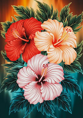Hibiscus Flowers Illustration