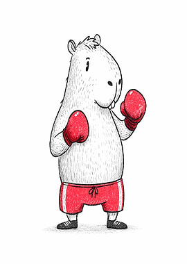 Cartoon Capybara Boxer Illustration