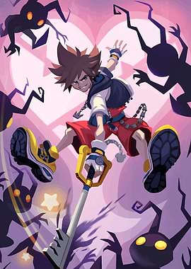 Sora in Action with Heartless Shadows