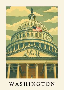 Washington D.C. Capitol Building Illustration