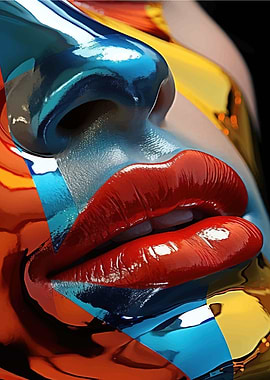 Abstract Face Close-Up